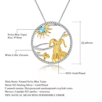 Оригинальный дизайнерский кулон в китайском стиле, серия зодиака, овца, кулон-ожерелье из серебра 925 пробы с натуральным драгоценным камнем