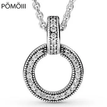 Оригинальный двойной круглый кулон с кристаллом ожерелье для стерлингового серебра 925 пробы из бисера браслет Европа DIY ювелирные изделия