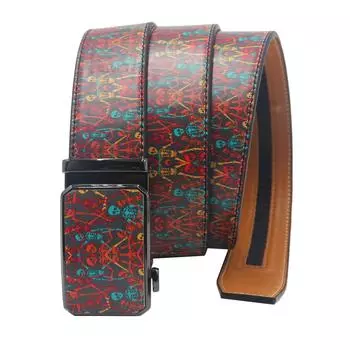 Оригинальный европейский и американский печатный ремень с автоматической пряжкой в виде граффити, печать скелета злодея, ремень с автоматической пряжкой 105cm