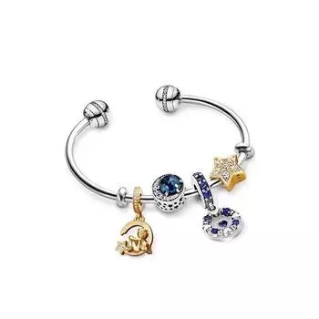 Оригинальный изысканный кулон в виде звездного конверта из стерлингового серебра 925 пробы с хрустальным браслетом, подходит для оригинального Pan Charm Diy Jewelry 16CM