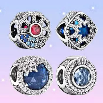 Оригинальный классический синий океан сердце плоские очаровательные бусины ретро-искусство для женщин DIY браслет ожерелье сверкающие элегантные ювелирные изделия