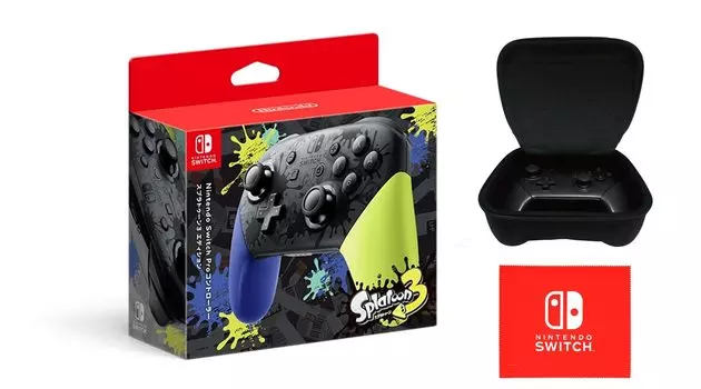 Оригинальный контроллер Nintendo Switch Pro Splatoon 3 Edition Лицензированный чехол для контроллера Nintendo Switch Pro Салфетка из микрофибры с логотипом Switch [Nintendo