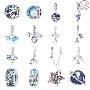 Оригинальный кулон в виде паспорта самолета из стерлингового серебра 925 пробы, браслет из бисера в стиле «сделай сам», ювелирные аксессуары, браслет из бисера