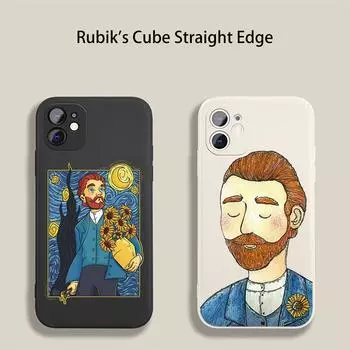 Оригинальный квадратный жидкий силиконовый чехол для телефона Van Gogh Starry Art для iPhone 14 11 12 13 Pro Max Mini X XS XR 7 8 Plus SE DIY чехол iPhone 7 8 SE
