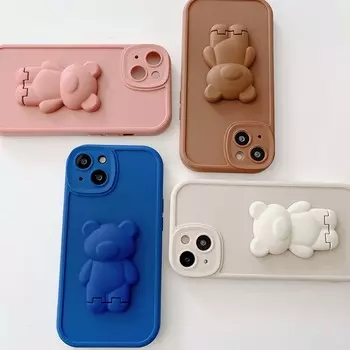 Оригинальный милый чехол-держатель с медведем, 2022, для Iphone 12 13 Pro Max X Xr Xsmax 11 Promax 3d Защитный чехол Капа For iphone 13promax