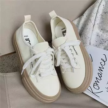 Оригинальный/нишевый дизайн классические маленькие черные туфли женские весна 2024 новые универсальные парусиновые туфли корейской версии туфли на толстой подошве 35 чёрный