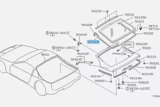 Оригинальный NISSAN 300ZX Z32 2+0 2+2 90-96 задний угловой верхний молдинг левый 90367-30P00
