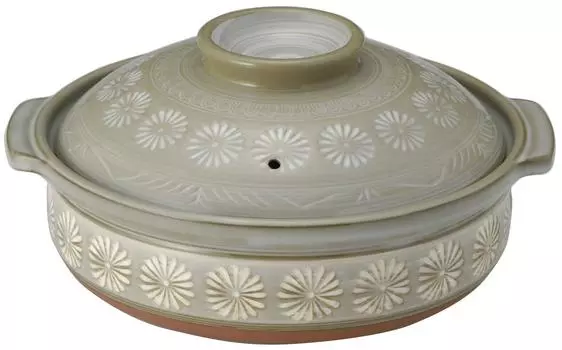 [Оригинальный продукт] глиняный горшок Ginpo Hanamishima, устойчивый к пятнам, совместимый с IH, совместимый с открытым огнем, размер 8, для 2-3 человек, сохраняет тепло