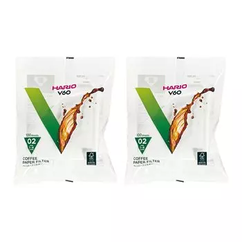 Оригинальный продукт Hario Бумажный фильтр, совместимый с 02 Размер 1-4 200 шт. Упаковка x 2 шт. для кофейной воронки V60 Белый VCF-02-100W [Для чашек]