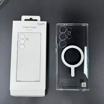 Оригинальный прозрачный магнитный чехол для Samsung Galaxy S25Ultra S23 S24 S23 Plus, прозрачный жесткий противоударный чехол из поликарбоната Magsafe Galaxy S25Ultra чистый