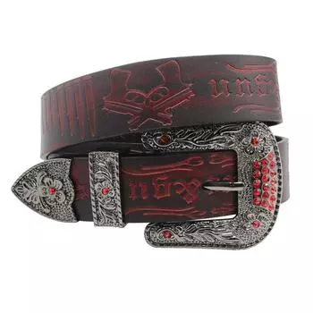 Оригинальный ремень в западном стиле Y2K Design, первый слой коровьей кожи с тиснением, оригинальный ремень со стразами 105cm жёлтый