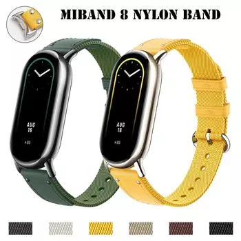 Оригинальный ремешок для Xiaomi Mi Band 8, браслет, модный кожаный сменный браслет Miband 8 NFC, нейлоновый браслет Mi Band 8 for Mi band 8 чёрный
