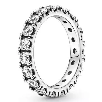 Оригинальный ряд вечности с прозрачным кристаллом кольцо для стерлингового серебра 925 пробы кольцо для женщин подарок на вечеринку Европа Diy ювелирные изделия 7
