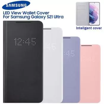Оригинальный светодиодный раскладной чехол для телефона Smart View для Samsung Galaxy S21 Ultra 5G SM-G998B со светодиодной подсветкой белый
