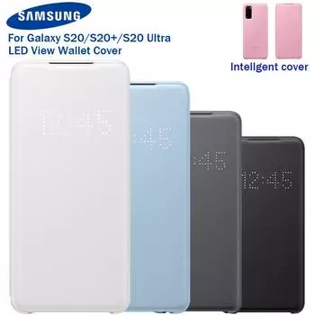 Оригинальный светодиодный раскладной чехол для телефона Smart View для Samsung Galaxy S20 S20 + S20 Ultra 5G, светодиодный чехол-бумажник For Galaxy S20 Plus белый