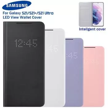 Оригинальный светодиодный раскладной чехол для телефона Smart View для Samsung Galaxy S21 + S21 Plus, светодиодный чехол-бумажник