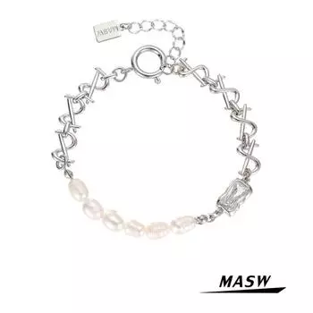 Оригинальный ювелирный геометрический металлический браслет, новый тренд, натуральный пресноводный жемчуг AAA, циркон, браслет с подвесками для женщин, подарок