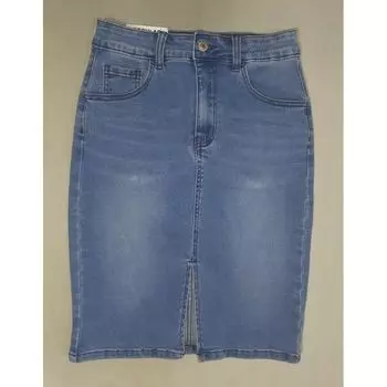 Original Order Export Summer Elastic Slim Fit Slimming Front Slit Denim Skirt Mid Skirt Bodycon Dress High Waist Thin Classic denim blue S