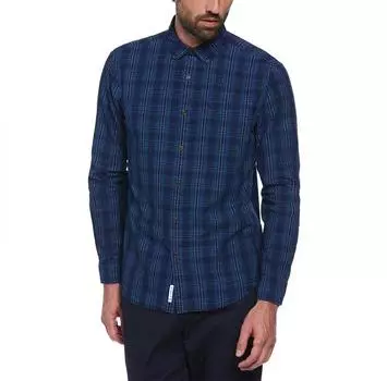 Original Penguin Cotton Indigo Plaid рубашка с длинным рукавом S