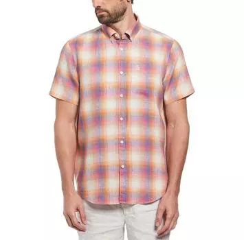 Original Penguin Delave Linen Ao Plaid рубашка с коротким рукавом M