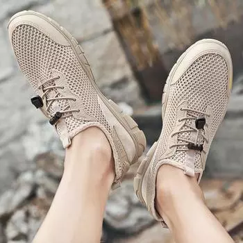 Original summer new breathable mesh shoes men s soft-soled non-slip sports and leisure shoes 38 чёрный
