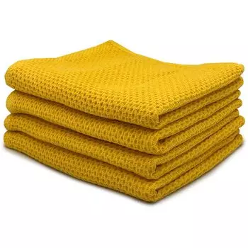 ORIGINLIFE Face Waffle Quick Resort Hotel Fuzz Set of 4 Towel, Weave, Concave, Drying, Absorbing, Airproof, 100% Cotton, Type, Resistance, жёлтый