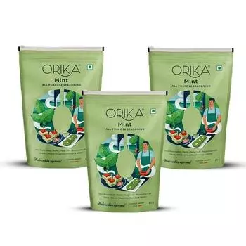 Orika Mint Powder универсальная приправа, 85 г (Пакет из 3) | Натуральный порошок сухой мяты Pudina | Без искусственных ароматизаторов и красителей