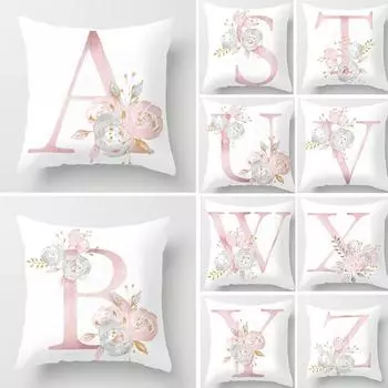 Орион Английский алфавит Цветочный принт Наволочка Талия Чехлы для подушек Свадебная кровать Декор Z