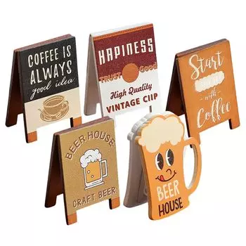 Orirya Clip Memo Clip Настольная Милая Подставка для заметок Деревянная Подставка для визиток в скандинавском стиле в стиле ретро с рисунком кофе и пива Настольный держатель для фотографий