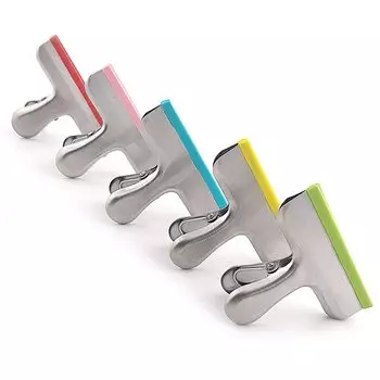 Orirya Нержавеющая ржавчина Офисный уплотнитель Бытовая Офис Школа 5 5 Набор из 5 зажимов, сталь, устойчивый, противоскользящий силикон, канцелярские принадлежности, зажимы, расходные материалы,