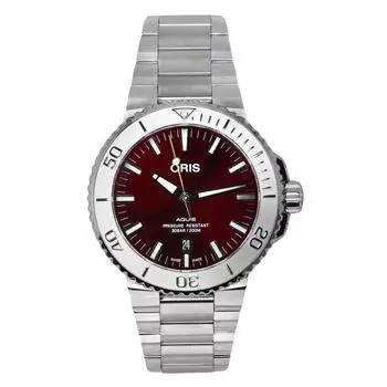 Oris Aquis Date Relief Нержавеющая сталь Красный циферблат Автоматические дайверские 01 733 7730 4158-07 8 24 05PEB 300M Мужские часы