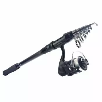 Orludo Fishing Gear Компактная рыболовная удочка со спиннинговой катушкой 3 Набор из удилища и катушки, которые можно использовать как есть для легкой рыбалки, например, семейной и небольшой