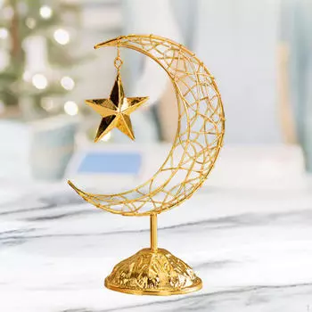 Орнамент «Луна и звезда» на праздник Ид, железное искусство Рамадана для домашнего декора золотой
