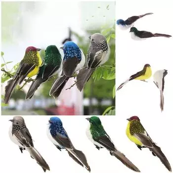 Орнамент Украшения для дома Реалистичные воробьиные перья Пенопластовые имитационные модели животных Искусственные птицы 1 PC зелёный