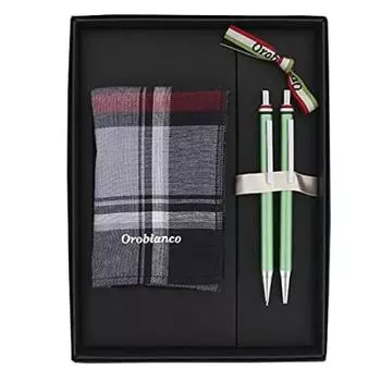 Orobianco Gift Set Freccia Ballpoint Pen Mechanical Pencil Hand Towel Handkerchief Light Green 1953805 & &