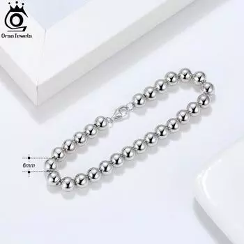 Orsa Jewels 925 стерлингового серебра итальянский 4 мм / 6 мм бусины шарики стрэнд браслет цепь для женщин мужчин браслеты ювелирные изделия оптовая продажа Sb103