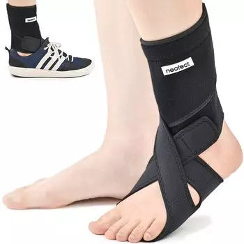 Ортез для ног Neofect Foot Drop Support, регулируемый ортез для голеностопного сустава из дышащего неопрена, черный (ПРАВО)