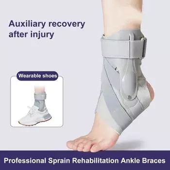 Ортез для поддержки лодыжки с застежкой-лентой Дышащий обезболивающий дизайн с открытой пяткой Надежная посадка Ремешок на щиколотке Спортивный аксессуар M чёрный