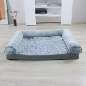 Ортопедический диван-кровать для больших собак, уютный диван-гнездо для домашних животных со съемным моющимся чехлом, мягкая подушка для домашних животных, кровать для больших собак L светло-серый