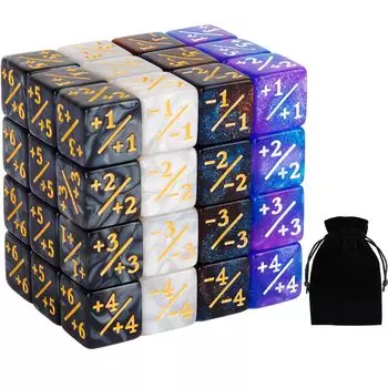 ORUNI Magic the Gathering Dice MTG Counter Dice Buff Token Dice Loyalty Star Marble D6 Dice Совместимые стандартные карточные игры Аксессуары 4 стиля 48