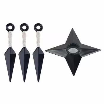 Оружие ниндзя I3C Кунай Реквизит Сюрикен Косплей Реквизит Инструменты ниндзя Сюрикен Кунай Драма Представление Событие Шоу Тренировка Игрушка Детский Косплей Кунай 13 см Набор чёрный