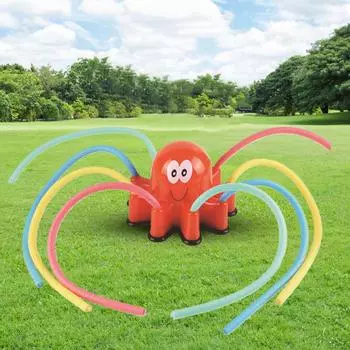 Осьминог, летний разбрызгиватель воды, игрушка для улицы с 8 качающимися трубками, детская игрушка-разбрызгиватель, водные забавы, крепится к садовому шлангу для детей красный