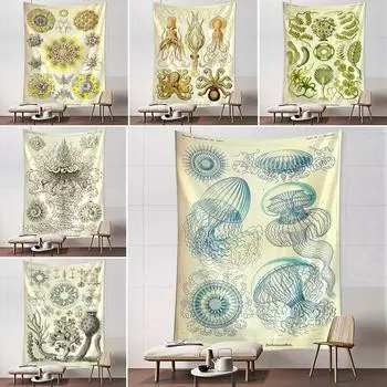 Осьминог Медуза Классификация Карта Гобелен Настенный Художественный Богемный Стиль Психоделический Общежитие Простой Домашний Декор 95x70cm