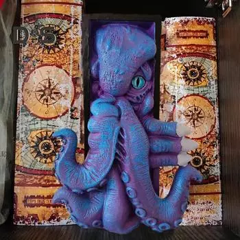 Осьминог подставка для книг уголок 3D статуэтка осьминога декор книжной полки винтажный фэнтезийный осьминог подставка для книг для домашнего офиса украшение книжной полки синий