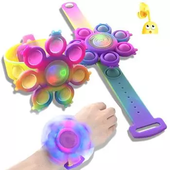 Осьминог Spinning Pop Fidget Spinner Figet Toys Антистресс Pops Браслет Световой браслет Уникальная игрушка Kawaii Bubble Подарки для детей