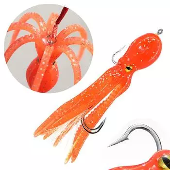 Осьминог Swimbait 23 г 9 см Мягкая рыболовная приманка Юбка Хвостовая рыболовная приманка Морская металлическая джиг-головка Приманка Rockfish Lingcod Bass Fishing оранжевый