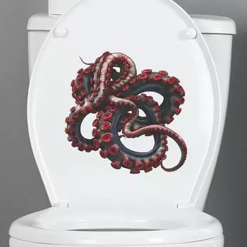 Осьминог Ванная комната Украшение для туалета Наклейки для туалета Самоклеящиеся 29*29CM/fun-m190