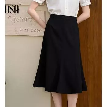 OSA French Style White Women s Fishtail Skirt Black M