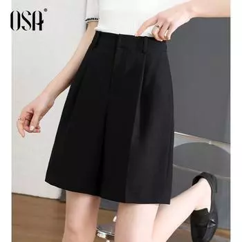 OSA High Waist Loose Versatile Casual Suit Shorts Black XS