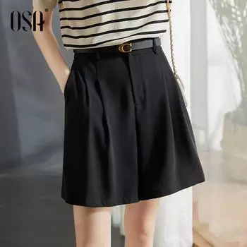 OSA OSHA High Waist Casual Fifth Suit Shorts Black XS